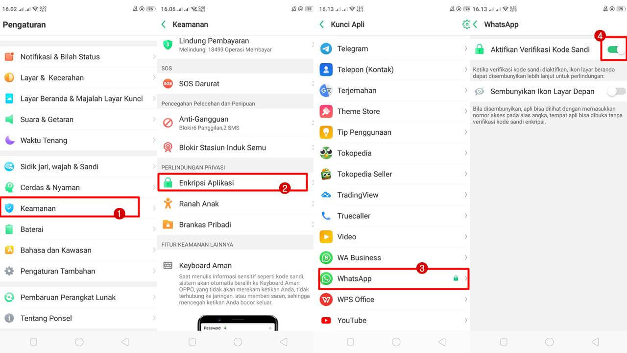 cara mengunci wa di hp oppo